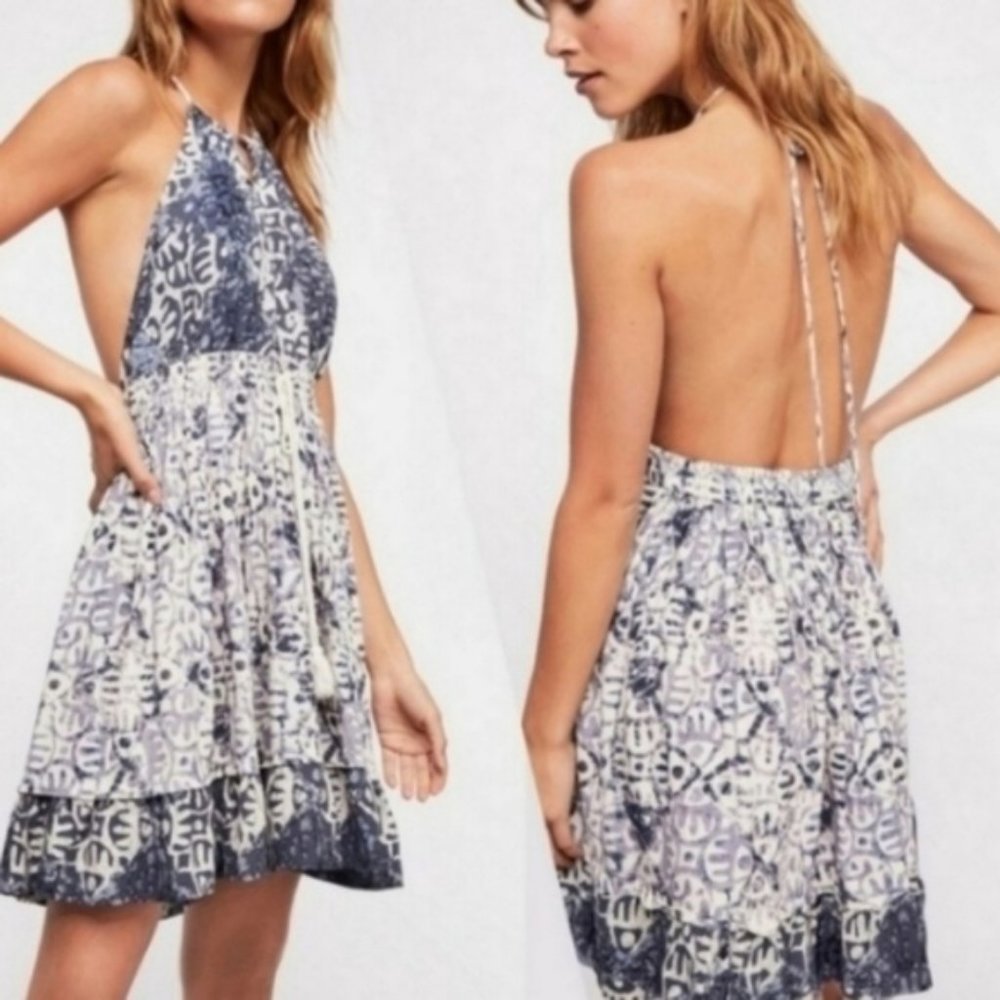 Free People Beach Day Halter Mini Dress - XS